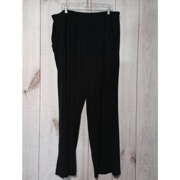 Worthington Pants Ladies 2x Black Wide Leg Trousers Pull On Waist - Picture 1 of 6